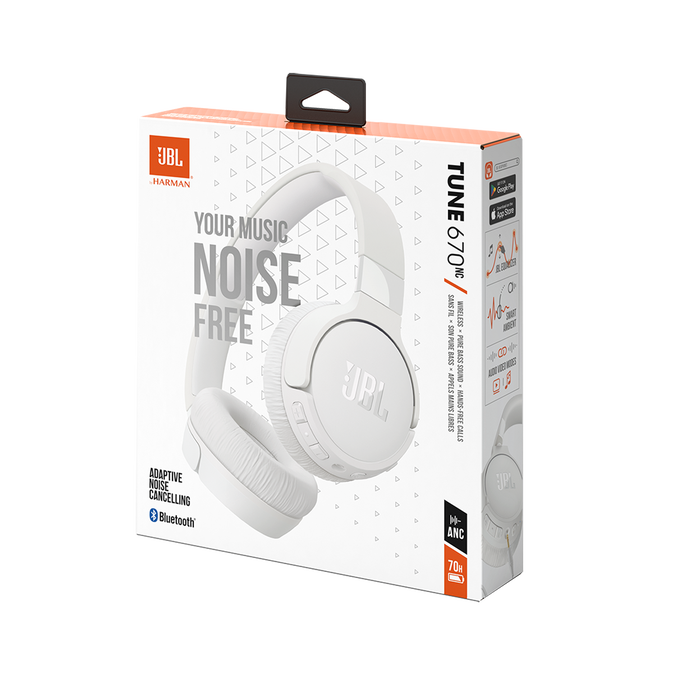 JBL Tune 670NC - White - Adaptive Noise Cancelling Wireless On-Ear Headphones - Detailshot 10 image number null